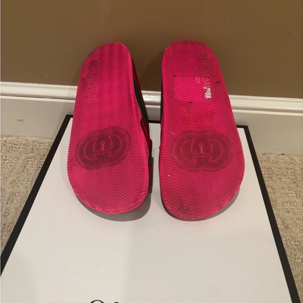 Gucci Red and Green Crisscross web Slides - Picture 10 of 10